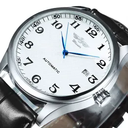 Outros relógios Vencedor Business Minimalista Relógio para Homens Retro Clássico Calendário Design Top Marca Automática Mecânica Cinto de Couro Preto 231116