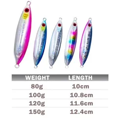 Esche da pesca piatte in metallo al piombo con passo a caduta lenta Esche affondanti Esche da jigging verticali per tonno d'acqua salata Kingfish Bass Salmon 80g 100g 3036303