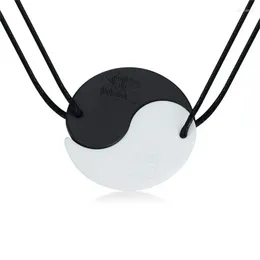 Pingente colares elegante bio energia casal para homens mulher vintage yin yang charme lava pedra presentes de saúde
