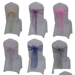 SASHES SASHES Organza Chair Sash Romantic Wedding Party Decoration Butterfly Knots till julfödelsedagsbankett ERS 231018 Drop Deli Dhhi8