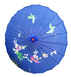 100pcslot Handmålad blommedesign 12Colors Chinese Art Paraply Bamboo Frame Silk Parasol för Bride Bridemaide2277348