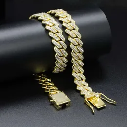 Lyxig kubansk länk för män som tillverkar rostfritt stålplatta rosguldhalsband inlagda 2 rad diamant isad ut kedjan halsband 12mm bredd hip hop mens smyckesdesigner