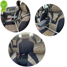 2023 Leopard Print Car Seat Cover Accessories Interiör Kvinna Airbag Compatible Universal Fits för de flesta S SUV -lastbilar 5mm svamp