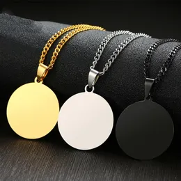 Pendant Necklaces Wholesale 5pcs Round Dog Tag Blank Pendants for Engraving Men Women Necklace Jewelry 231115