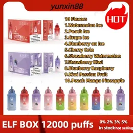 Original ELF BOX 12000 Puffs monouso Vape Pen puff 12000 Sigaretta elettronica 0% 2% 3% 5% Vaporizzare Ricarica 0,8 Mesh Coil Vape Pen Puffbars 10 Sapore in stock puff 12K vs elf bar