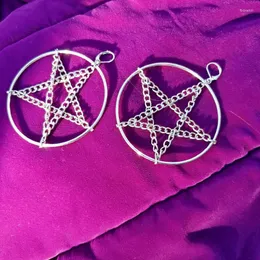 Dangle Earrings Gothic PENTAGRAM Hoop Lucifer Witch - Black Satan Jewelry