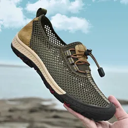 Sommer im Freien Sneakers Kleid atmungsaktiven Slips auf Ladungsanwälten lässige Antiskid -Mesh -Männer Schuhe wasserdichte Wanderzapatos 23111 7303