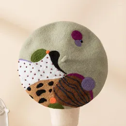Basker vinter hattar kvinna basker vintage enkel brittisk målare filt hatt söt tjej lolita handgjorda ull varm mössa
