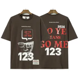 23 Summer T -shirt för män och kvinnor mode high street varumärke RRR123 American Leisure Sports Loose Glasses Kid Print Round Neck Short Sleeve
