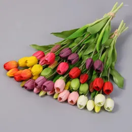 Decorative Flowers Soft Silicone Simulation Flower Tulip Home Decoration Indoor Table Arrangement Fake Bouquet