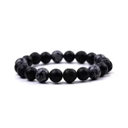 Strand 10pcs 8/10mm Mashup Hematite Map Volcanic Black Stone Couple Bracelet Balance Bead Lover Men Women Buddha Jewelry