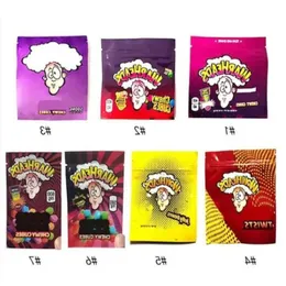 Partihandel Warheads Väskor 500 mg bönor chewy kuber Förpackningsväska 3 typer Återställbara dragkedja mylar -paket hcgpa