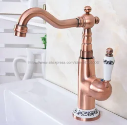 Bathroom Sink Faucets Basin Antique Red Copper Faucet Single Handle Vanity Mixer Tap Deck Mounted Bnf623