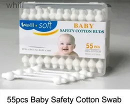 Wattenstaafje 55 stks Veiligheid Baby Wattenstaafje Kalebas vorm schone baby oren Sticks Gezondheid Medische Knoppen Tip swabs doos plastic cotoneteL231116