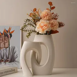 Vasi Decorazione vaso estetico Originale Elegante Ornamento Moderno Ceramica Unico Europeo Minimalista Bianco Floreros Decorazioni per la casa