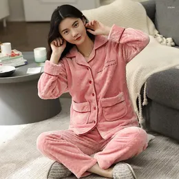 Women's Sleepwear Girls Flannel Pyjamas Set Winter Polar Fleece Pijamas Couple Pajamas