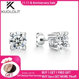 Stud Kuololit Küpe Kadınlar için Katı 925 STERLING Gümüş Kalp Çatısı 2CTW Brillant Cut D VVS1 Elmaslar ABD 231115