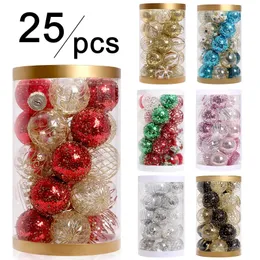 Dekoracje świąteczne Painowane ozdoby świąteczne Ball 25pcs Dekoracje Xmas 6 cm Shatterproof wakacyjne kule wiszące 231116