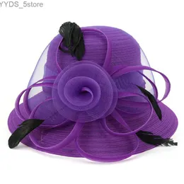 Chapéus de aba larga Chapéus de balde X150 Aba larga Organza Chapéus Adultos Chapéus de balde Tamanho ajustável Verão Sun Caps Dome Top Women Hat YQ231116