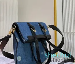 Designer épaule Denim Vintage sac à main pliable Crobody femmes fourre-tout toile cuir vieille fleur impression sac à dos sac à main matériel d'or