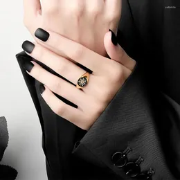 Anéis de cluster vintage girassol para mulheres flor estrela zircão anel geométrico ajustável dedo declaração bijoux femme presente atacado