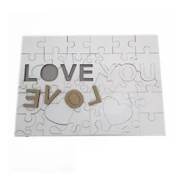 A4 Sublimation Blank Puzzle Favor Creative Love 47 Pieces MDF Heat Transfer Jigsaw Toy DIY Valentine's Day Gift BJ