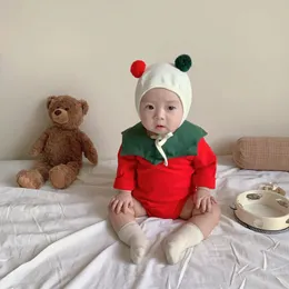 Rompers Baby Clothing Christmas Set Autumnwinter Girl قطعة من الملابس مع قبعة 231115