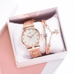 Relógios de pulso de luxo moda mulheres relógio casual senhoras relógios pulseira conjunto relógio pu pulseira de couro strass relógio de pulso de quartzo