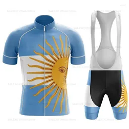 Tävlingssatser Argentina 2023 Men Summer Cycling Jersey Set Short Sleeve Bicicleta Clothing Mtb Maillot Ropa Ciclismo Sportswear Bicycle Suit