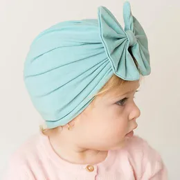 Hüte CottvoSolid Colors Baby Cute Girl Big Bowknot Turban Bonnet Beanie Cap Hat Headwraps For Born Infant Girl Headwear