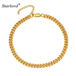 Anklets Starlord Stylowa stal nierdzewna Stylowa piękna łańcuch dla mężczyzn Silver 18K Gold Kolor 8 5 cali Regulowane 231116