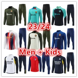 2023 2024 바르셀로나 트랙 슈트 축구 훈련복 세트 Ansu Fati Camisetas de Football 23/24 Half Pull Lewandowski 남성 및 어린이 트랙 슈트 키트 Barca Tracksuit Pedri