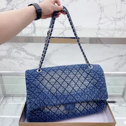 قناة Denim Blue CC Flap Bag Bag Luxury Designer Women Women Handbag Crossbody Tote Counter Bag Bag Vintage Print Print Silver Hardware Bage