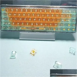 キーボード132キークリスタルPC透明キーキャップセットCBSAプロファイルバックライトオレンジキーキャップMXチェリースイッチメカニカルゲーミングキーボアDHPV0