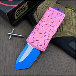 Мини-204P Exocet розовый нож D2 из атласной стали 6061-T6 с ручками для выживания на открытом воздухе, пешего туризма, самообороны, EDC, тактические ножи BM 15017 15500, инструменты
