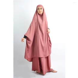 Ubranie etniczne Ramadan eid khimar napowietrzny hidżab jilbab abaya muzułmańskie kobiety modlitewne odzież maxi sukienka 2 -częściowa zestaw Burqa Islamski arabski kaftan