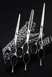 Jaguar Professional Barber Hair Scissors 556065 9CR 62HRC Hårdhet Skärning av tunnare silver sax med case3015271
