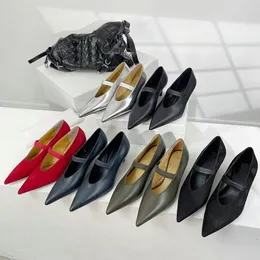 Hochwertige Totem-Schuhe mit spitzen Zehen aus Leder, Kitten-Heels, Mary-Jane-Pumps, Luxus-Designer-Kleiderschuhe, Büroschuhe, Fabrikschuhe