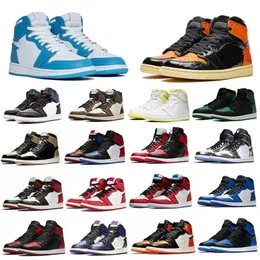Fashion sneakers Jumpman 1 Basketball Shoes 1s High Og University Blue Dark Mocha Unc Smoke Grey Chicago Patent Bred Royal Men Women Sneakers