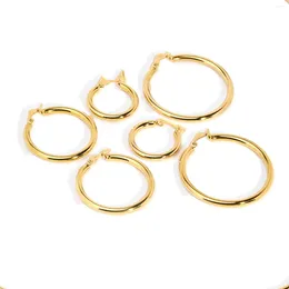 Hoop Ohrringe Edelstahl Gold Farbe Big Hollow Tube für Frauen Designer Boucle Oreille Acier Inoxydable 2023