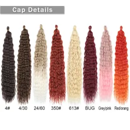Syntetiska hårförlängningar kinky flätor virkade curl falska hårstrån för kvinna naturlig hög temperatur fiber hår ll