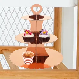 Servis uppsättningar Cake Display Stand Santa Cookie Tray Pastry Serving Platte Accessories Round Cupcake Paper Rack