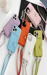 Capas de telefone inclinadas iPhone 13 12 Pro Max 14 11 7 8 Plus Tide Brand 11 Mini XR Designer Card Bag Chain Phone Case com Strap1256784