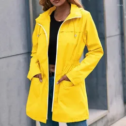 Men's Trench Coats Hooded Casual Raincoat Women's Mid Length Waistband Windbreaker Jacket Outdoor Mountaineering Waterproof Suit