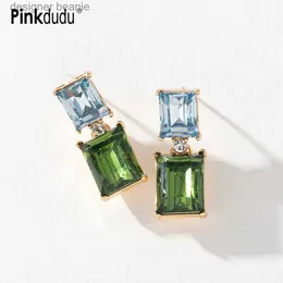 Fascino Pinkdudu Nuovo Super Flash 3 colori quadrati grandi orecchini pendenti con strass Moda semplici orecchini colorati per gioielli da donna PD1087L231116