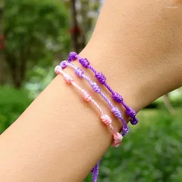 Charm Bracelets 5Pcs/lot Colorful String Bracelet For Women Couple Lucky Amulet Handmade 10 Knots Rope Friendship Wristband