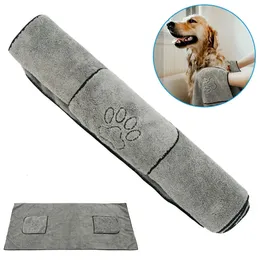 Hundkläder Super Absorbent Big Puppy Pet Handduk Badrob Badhanddukar Snabbtorkning Katttillbehör Mikrofiber 231116