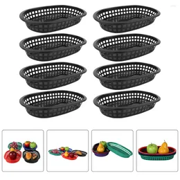 Dinnerware Sets 12 Pcs Decorative Trays Snack Plastic Basket Black Serving Sandwiches Oval- Shaped Cookie Fruit French Fries Hamburger