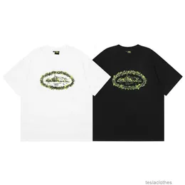 Projektant Fashion Clothing Luksusowe koszulki Tshirts Nowe kortyzuje amerykańską wysoką ulicę okrągłą trawę T-shirt biały czarny diabeł ISL luźne krótkie rękawe T-shirt BR
