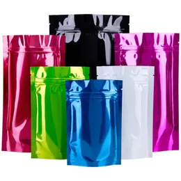 1/4oz various colors zipper Packaging mylar bag glossy package bags flat crafts packing Pouches Dknbi